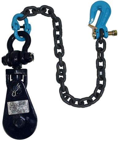 BA Products 6I-4TSW30TL 4 Ton Snatch Block with Chain and Twist Lock Grab Hook for Wreckers, Tow Trucks, Rollbacks, Farm Equipment and More!