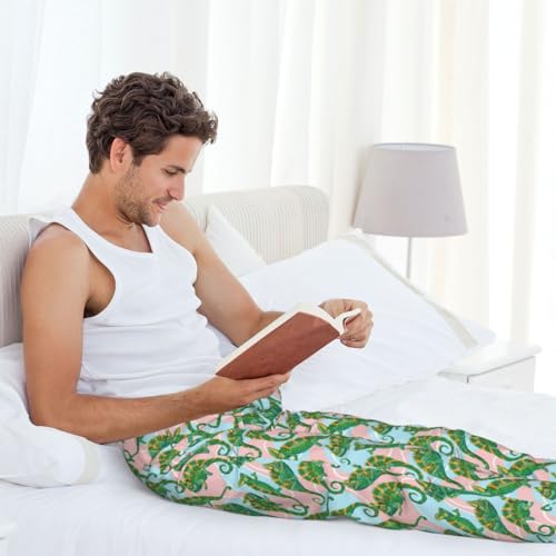 Pajama Pants Men - Cute Chameleon Lizard Green Men's Pajama Bottoms, Mens Cotton Pajama Pants3