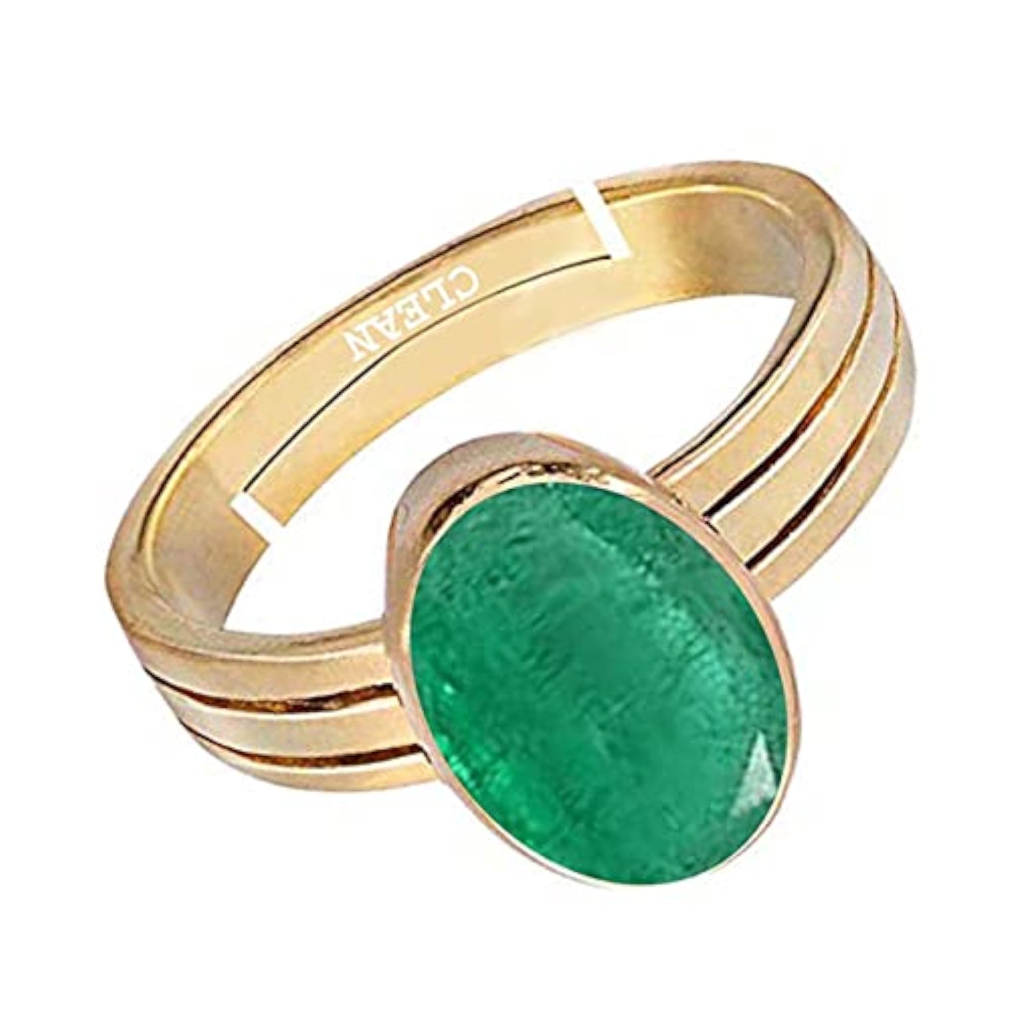 Emerald Panna Gold Plated Adjustable Ring, Astrological Certified