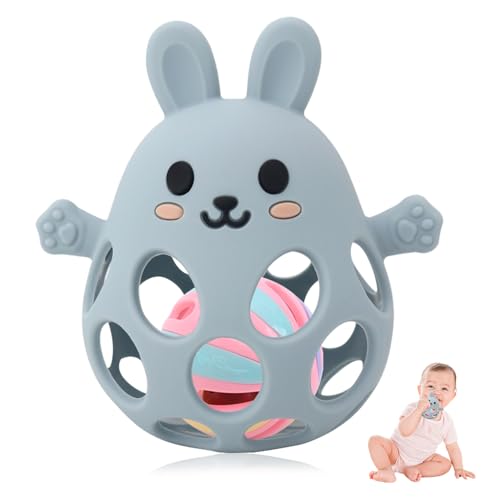 Sichy Baby Teether Toys | Silicone Teether | Rabbit Teether | Blue | 3-12 Months