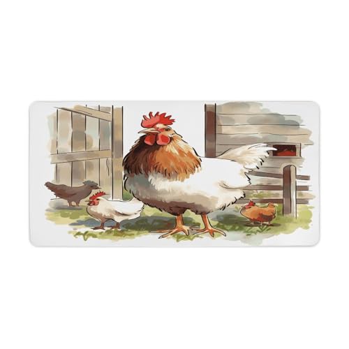 Alfombrilla grande para escritorio con diseño de animales de granja miniatura 1