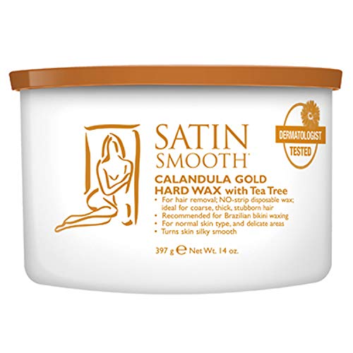 Bee Line Industries Cera depilatória dura Satin Smooth Calendula Golden com óleo de tea tree, 400 g