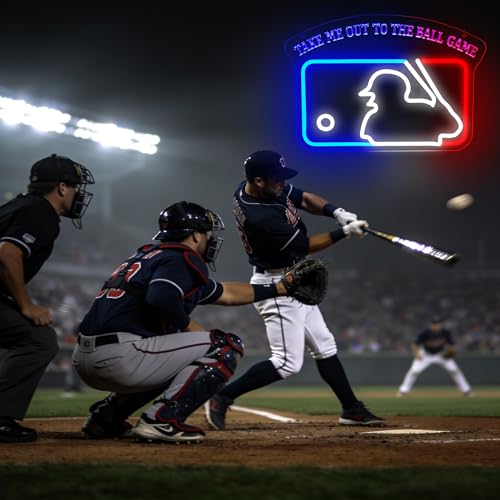 Image of Baseball Neon Sign for Wall Decor Dimmable Baseball Neon Light for Man Cave Birthday Gifts for Fans Led Sport Sign for Sport Bar Club Party Garage Boys Bedroom Decor Art Size 13.7 * 10.8(FMA092)