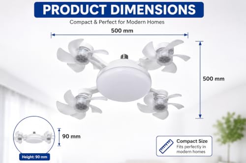 Image of Drone LED Ceiling Light with Fan | Foldable Blades | 3 Color Modes (Warm /Neutral /White) | Modern Ceiling Lamp for Bedroom, Living Room(with Remote)