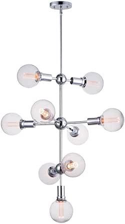 Maxim Lighting 11349PC/BUL-G40-CL Molecule-31.5W 9 LED Entry Foyer Pendant-27 Inches Wide by 33 inches high, Finish Color: Polished Chrome, Glass Color: Clear