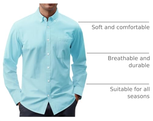 Image of J.VER Men's Oxford Shirt Solid Casual Button Down Collar Shirts Long Sleeve Dress Shirts with Pocket