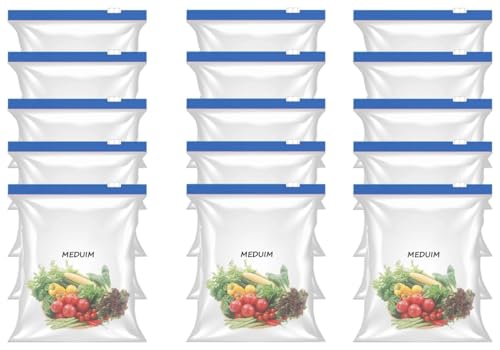 Image of Fresh Zipper Multi-Purpose Storage Slider Bags | zip lock bags for food storage | BPA Free Reusable Ziplock Pouch | Leakproof Bags for Marinate, Vegetables, Fruits (15 PCS BLUE ZIPPER BAG)