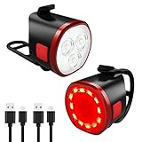 Bike Lights Front and Back Headlight and Taillight, LED Bicycle Lights for Night Riding Super Bright...