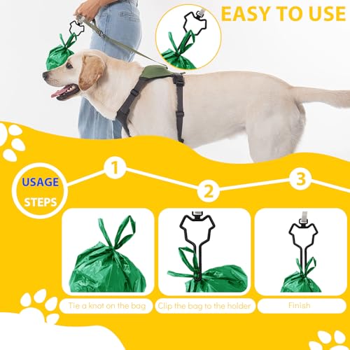 Image of 3Pcs Dog Poop Bag Holder with Clip, Stylish Leather Dog Poop Bag Dispenser for Leash, Cute Pet Dog Waste Bag Holder Carrier for Walking Camping