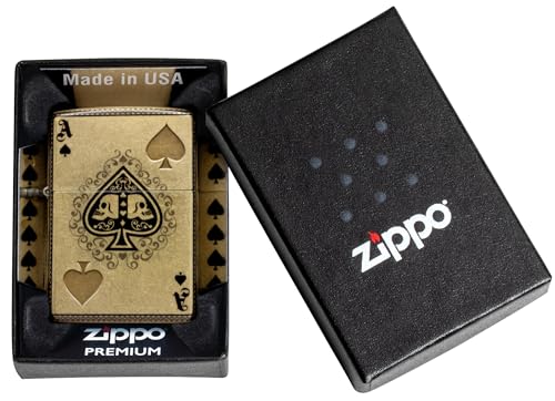 Zippo Ace of Skulls Design 540 Tumbled Brass Pocket Lighter by Zippo - Image 5