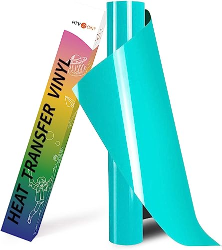 Image of HTVRONT HTV Heat Transfer Vinyl Roll - 12 inch x 8ft Turquoise HTV Vinyl for T Shirts, Teal Iron on Vinyl for All Cutting Machine - Easy to Cut & Weed for Heat Transfer Design (Turquoise)