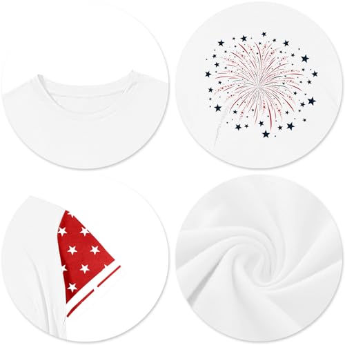 Image of CAZYCHILD Girls 4th of July USA Shirt American Flag Patriotic T-Shirt Independence Day Outfit for Kids 5-14Years