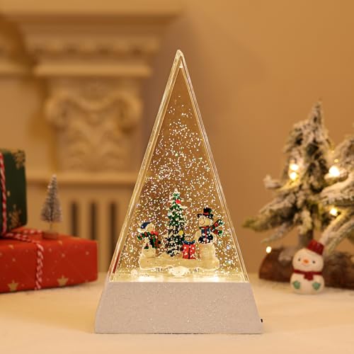 Große Schneekugel Weihnachten 26 Lewondr LED Schneekugel Weihnachten mit Musik & Licht & Timer, Dreieck...