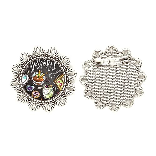 Broche de plata de flor de chocolate y fresa para vestidos y eventos