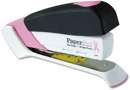 Miniatura 1 de PaperPro  Grapadora de escritorio con cinta rosa, capacidad para 20 hojas, color negro y rosa. Se vende como 2 paquetes de - 1 -  - Total de 2