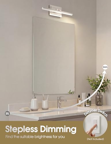 Image of VOLISUN Modern Bathroom Vanity Light 15.7 inch, Rotatable, 12W Dimmable 5CCT Led Bathroom Light Fixture Over Mirror, Brushed Nickel Bar Vanity Light for Bathroom Mirror Restroom-ETL Certificated