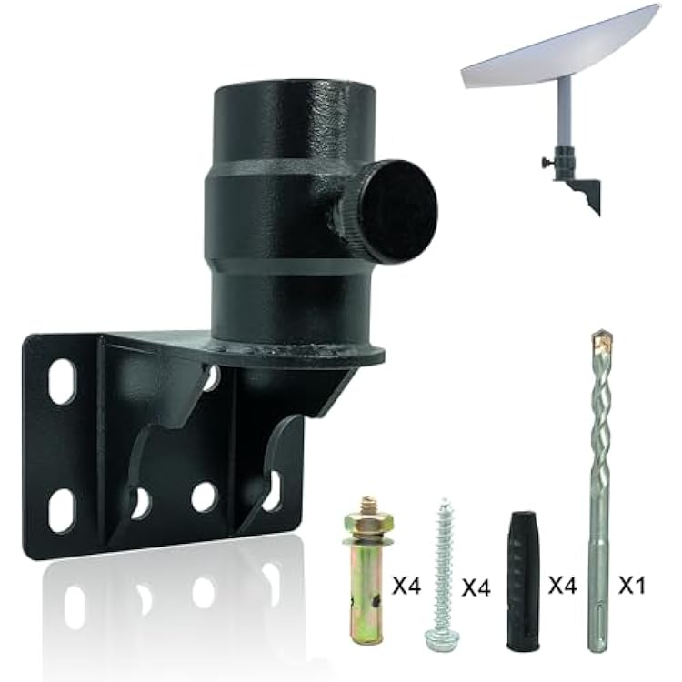 Starlink Standard Mount Short Wall Mount Kit for Standard Actuated Heavy-Duty Pole Bracket for V2 Dish to Wall Metal Star Link Gen 2 Mount Roof Pipe Adapter with Accessories