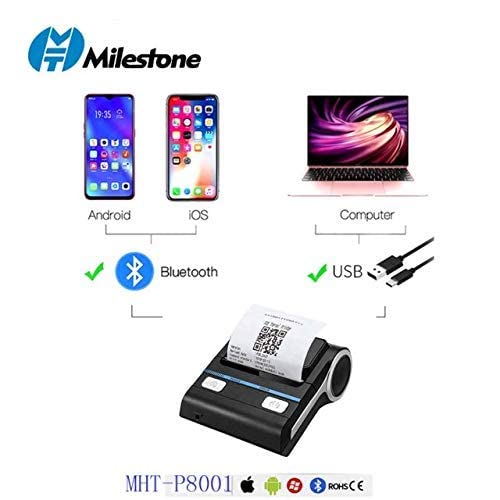 Image of P8001 3 inch 80mm Thermal Bluetooth Printer for Small Bussines, Restaurant Zomato KOT, Shopping Mall, Mini Market - Thermal Printer (P8001)