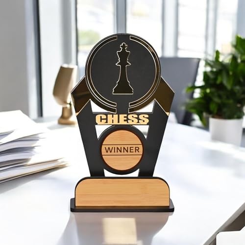 Image of Gift Kya De Wooden & Acrylic Sports Winner Trophy - Chess - Ideal for Awards & Celebrations