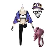 TANG XT2014 Woman's Game Purple Cosplay Costume Wigs Cap Mask Outfit Halloween (Costume+Wig+Cap, M)