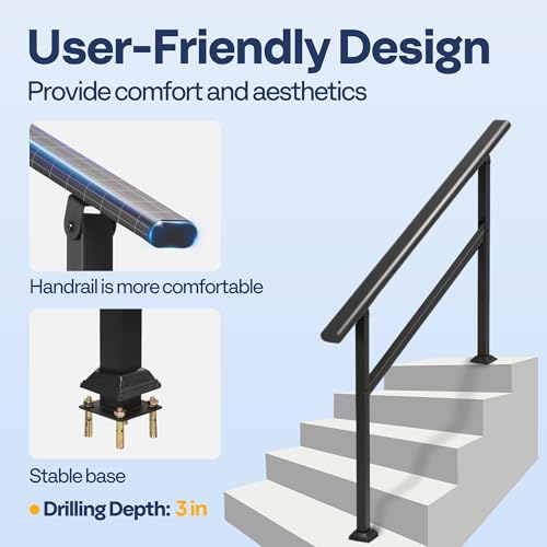 image for VIVOHOME 2-Pack 5 Step Hand Rails for Outdoor Steps, Galvanized Steel 