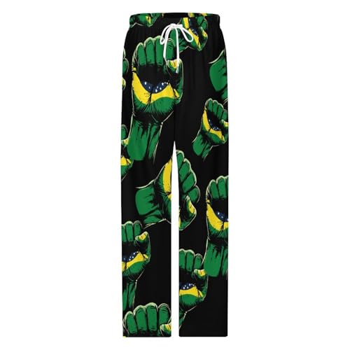 Brazil Flag Resist Mens Pajama Pants Loose-Fit Pjs Bottoms Lounge Pant Sleepwear with Pockets3