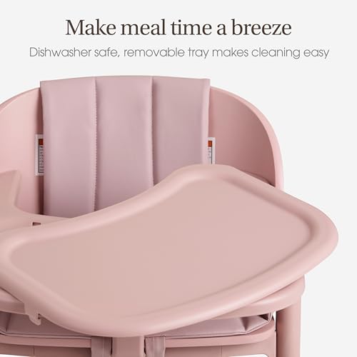 Image of Evolur Step and Savor Baby High Chair, Converts to Adult Stool, 5 Position Adjustable Height and Footrest Positions Portable High Chair, Removable Tray, Easy to Clean and Removable Cushion