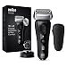 Braun Series 8 Rasoir Électrique Homme Barbe Noir, Tête 3+1 avec tondeuse de précision, rasoir électrique technologie Sonic et tête flexible à 40°, Wet & Dry, autonomie de 60 min, 8410s