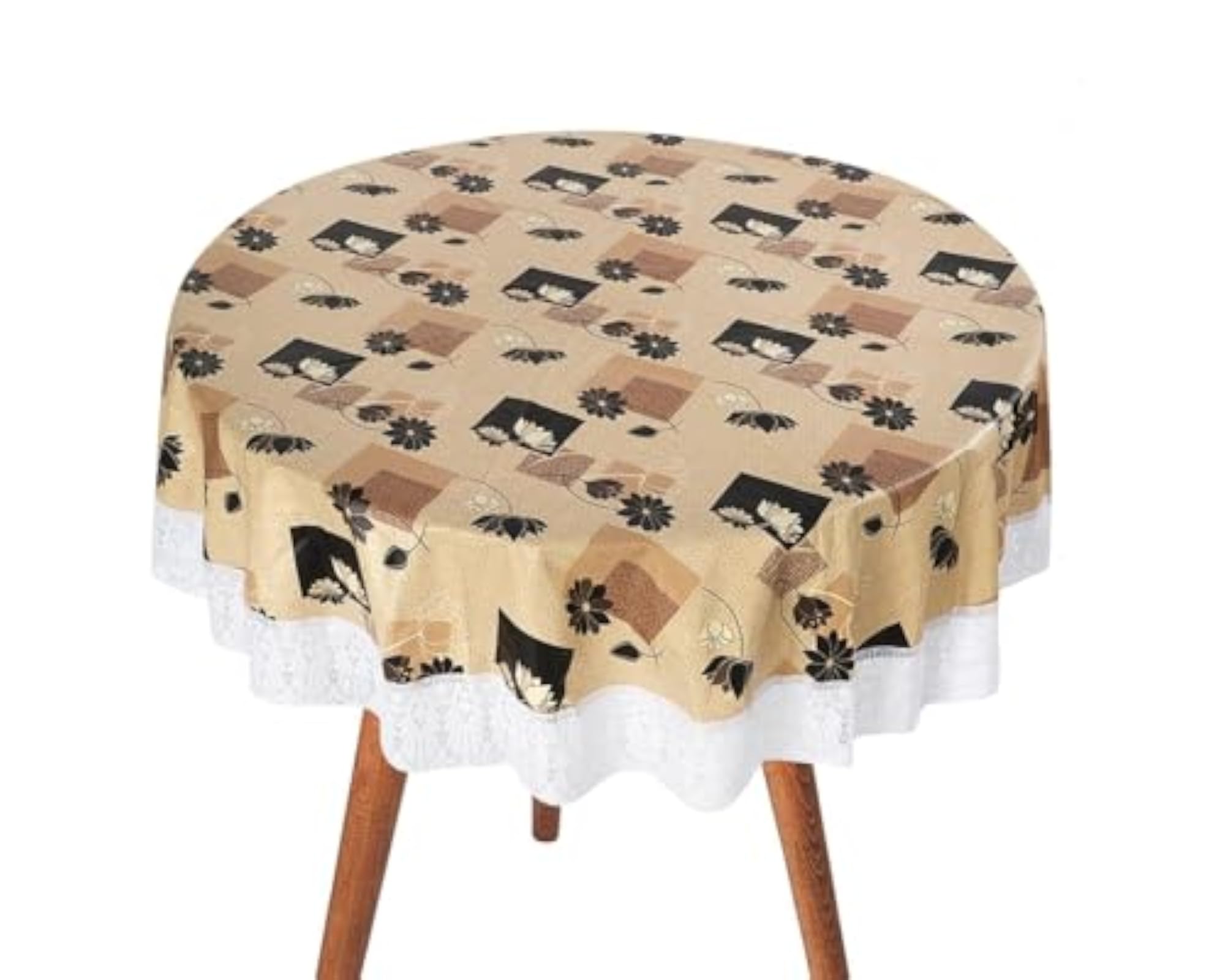 Lotus Flower Print Round Dining Table Cover, Waterproof