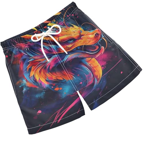 Pigsaly Boys Swim Trunks Colorful Dragon Featuring Boys Board Shorts Swimsuit Swimwear Summer Bathing Suit 3T