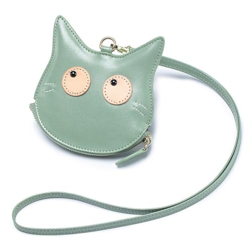 Bontand 猫の小銭入れ 猫プリント 小さな革製小銭入れ ストラップ付き 3D 小銭入れ ジッパー付き 女の子 子供用 女性用（Amazon）