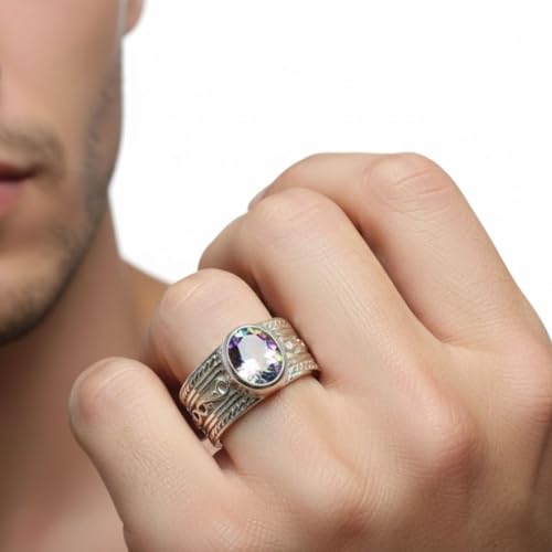 Image of 55Carat Choose Your Color Genuine Gemstone Sterling Silver Ring Band Vintage Handmade Jewelry Sizes 5-12
