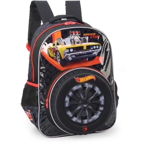 Mochila Escolar, Infantil, Hot Wheels, G, Preta, Luxcel