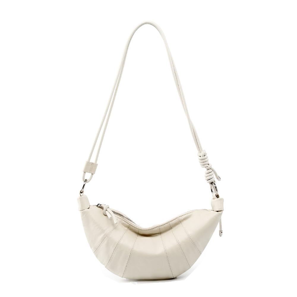 PDSSUNNY Damen Croissant Tasche aus Vollnarbenleder Echtleder, Nischen-Design Lässige Halbmond Hobo Bag, Minimalistische Elegante Schultertasche