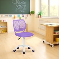 FurnitureR Kompakter Klassenstuhl, ergonomischer Sitz für Schule, Rückenlehne aus atmungsaktivem Netzgewebe, höhenverstellbar, Zeichenzimmerstuhl für Kinder, leicht zu bewegen, 360 °, Violett