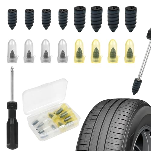 Adiwo Vakuum Reifen Reparatur Nagel,16 Stück Reifenreparatur mit Schraubendreher Gumminagel Reifen Nagel Reifenreparaturnägel 2 Größen Schlauchlose Reifen Reparaturset für Auto Motorrad Fahrrad