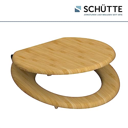 SCHÜTTE WC-Sitz BAMBOO mit Absenkautomatik aus Bambus, nachhaltiger Toilettendeckel mit 175kg Belastbarkeit, Toilettensitz mit Brille, Klodeckel für WC, Holz Klobrille