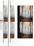 FADADII11 Fall Thanksgiving Refrigerator Door Handle Cover Forest Sunlight Dishwasher Microwave Oven Fridge Stove Handles Yellow Leaves Tree Fridge Protector Kitchen Appliance Decor 2 PCS
