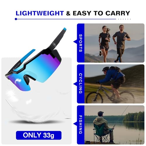 Image of kimorn Polarized Sports Sunglasses for Men, Warp Around Goggles Sun Glasses with UV400 Protection for Driving Fishing
