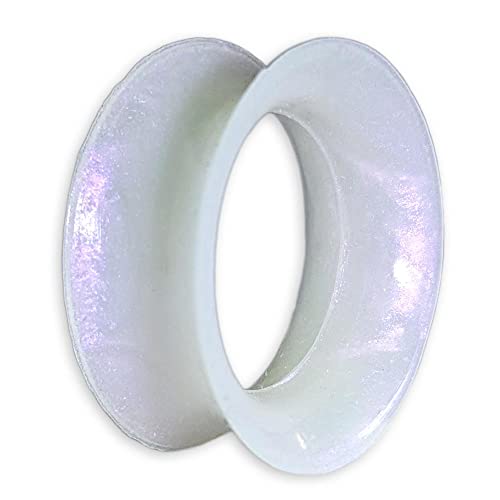 viva-adorno 1 Stück Tube Flesh Tunnel Plug Silikon Ohr Piercing Glitter Glitzer Opal schimmernd flexibel Größe Z108g Opal Weiß, 10mm Cover