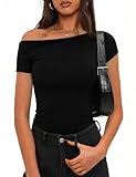 FEATURE DESIGN: Modernes Off-Shoulder Damen Shirt mit weiter Boot-Ausschnitt-Linie, die elegant das Schlüsselbein betont. Kann locker als One-Shoulder oder Off-Shoulder Top getragen werden – feminin, leicht sexy und gleichzeitig stilvoll und alltagstauglich