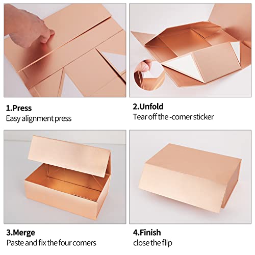 Gift Box 12" X 6" X 4" With Magnetic Closure Lid Gift Box For Presents,Bridesmaid Gifts Box,Cute Box,Birthday Gift Box,Luxury For Gift Packaging, Magnetic Gift Box For Wrapping Gifts (Rose Gold) #TOP2
