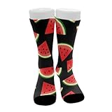 CWECVWE Boy's Dress Decor Socks Sport Baseball Compression Socks Travel Fashion Decor Red Watermelon Black