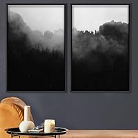 2 Piece Framed Canvas Wall Art Foggy Scenery Canvas Prints Home Artwork Decoration for Living Room,Bedroom - 16