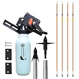 34in Bow Fishing Combo Kit with Safety Slide,Bottle Fishing Reel Bowfishing Arrows for Compound Bow Recurve Bow Fishing fish shooting slingshot (Orange 4Pcs/Bottle Reel1Pcs)