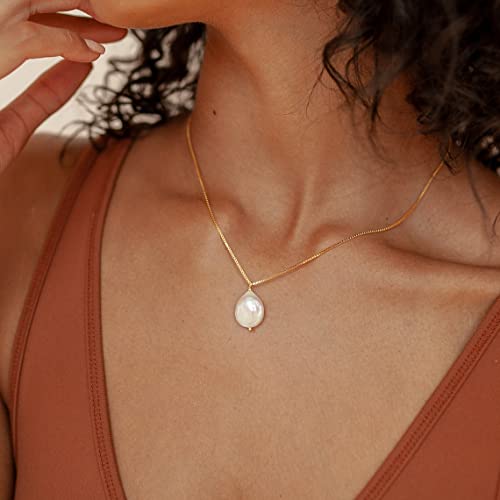 Tasiso 14K Gold Dainty Pearl Pendant Necklaces For Women Adjustable Dainty Barque Pearl Drop Necklaces Engagement Bridesmaid Jewelry Gifts #TOP1