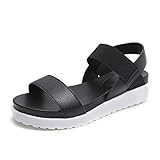 Sandali Donna Bassi con Plateau Estive Peep Toe Sportivi Scarpe 4cm Nero Bianco Argento 35-40 Nero 40