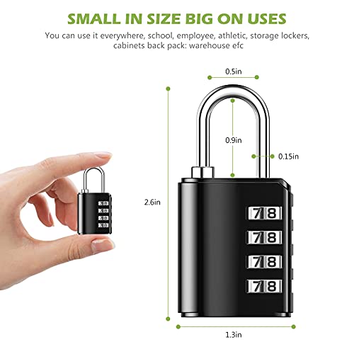 Keekit Combination Lock, 4 Digit Combination Padlock With Keys, Resettable Waterproof Gate Lock For Locker, Gym, Fence, Case, School & Employee Locker, Toolbox – 2 Pack, Black #TOP4