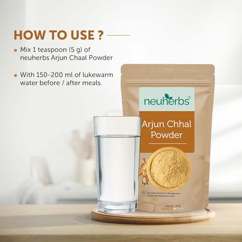 Image of Neuherbs Arjun Chhal Powder - 200g (Pack of 2) | Arjun Bark Powder for Men & Women | Supports Heart Health & Promotes Good Cholesterol | Rich in Antioxidants | 100% Pure & Natural | Herbal Supplement