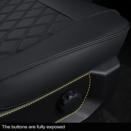 Image of LUCKYMAN CLUB Custom Front Seat Covers for F150 2015-2026 Pickup Car Truck, Front Only, Waterproof Faux Leather, Full Coverage, Also Fit 2017-2026 F250 /F350 (Front Only-Black)